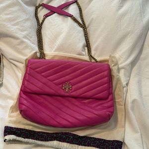 Pink Tory Burch flap shoulder bag